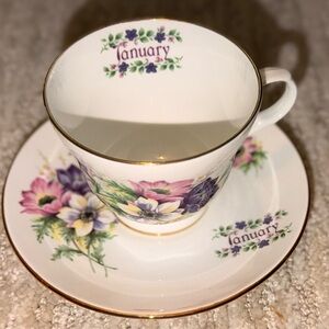 January Floral Teacup and Saucer Set